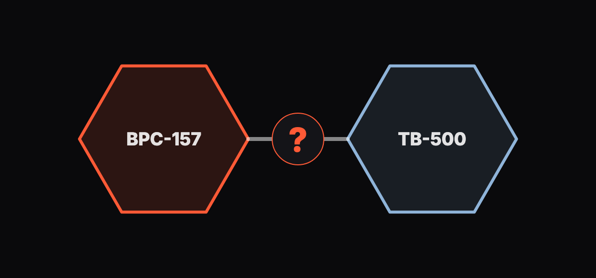Abstract diagram of two linked rounded shapes with a question mark between them on a dark background