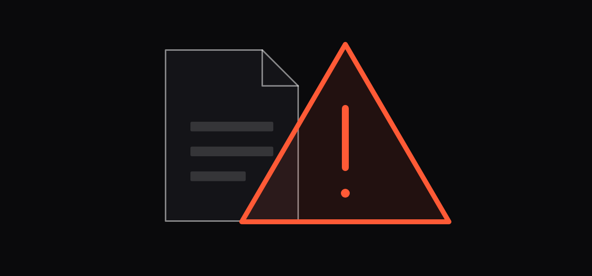 Abstract graphic of a hazard triangle outline overlapping a document icon with blank lines